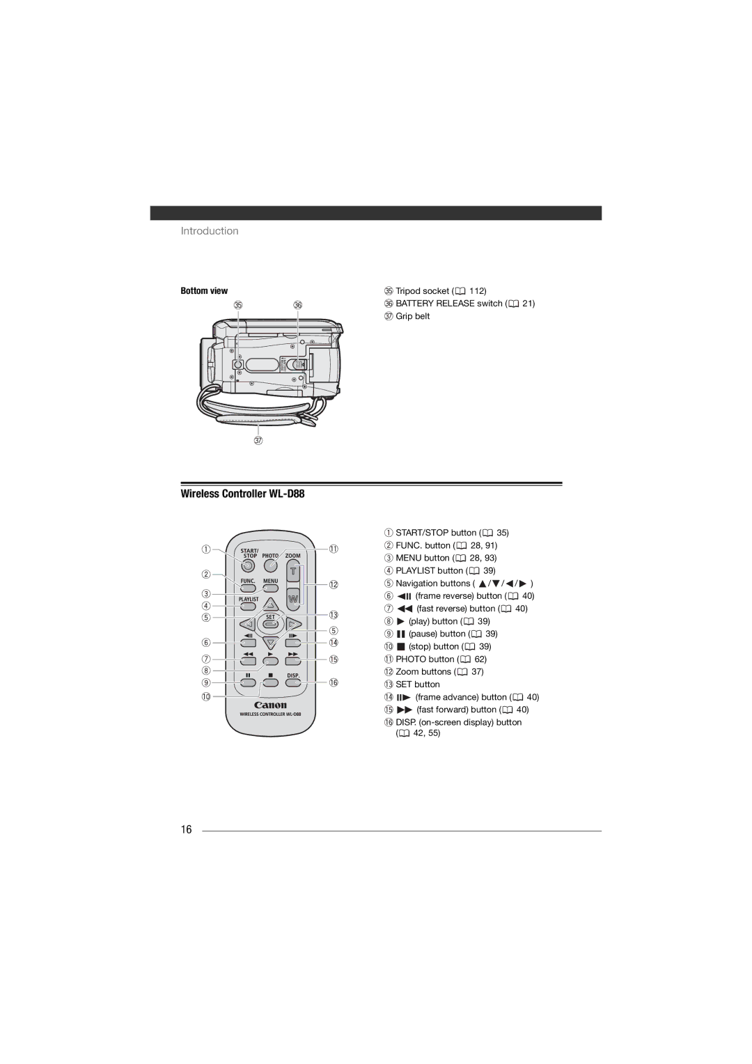 Canon HF11 instruction manual Wireless Controller WL-D88, Bottom view 