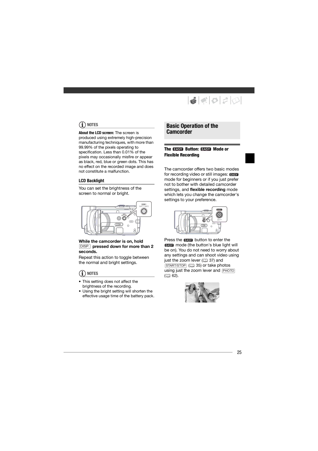 Canon HF11 Basic Operation Camcorder, LCD Backlight, Button Mode or Flexible Recording, Press the button to enter 