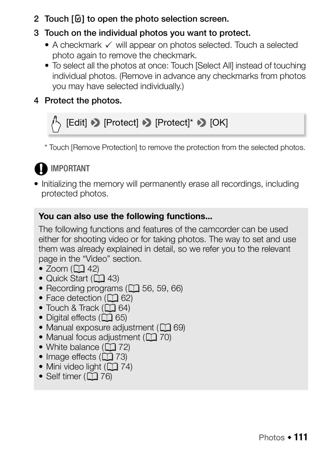 Canon HFM32, HF M31, HF M300 instruction manual You can also use the following functions 