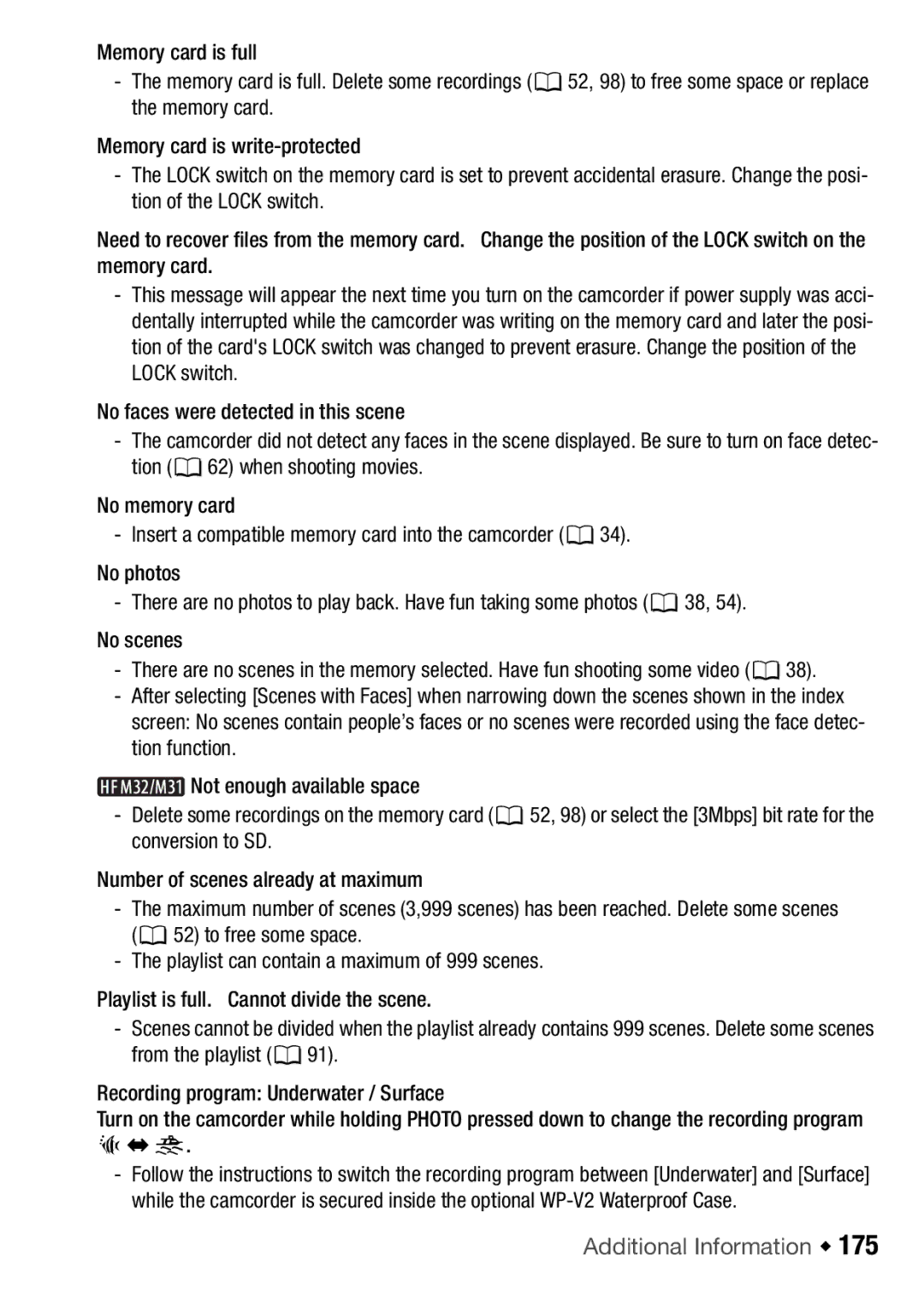 Canon HF M31, HFM32, HF M300 instruction manual Additional Information Š 