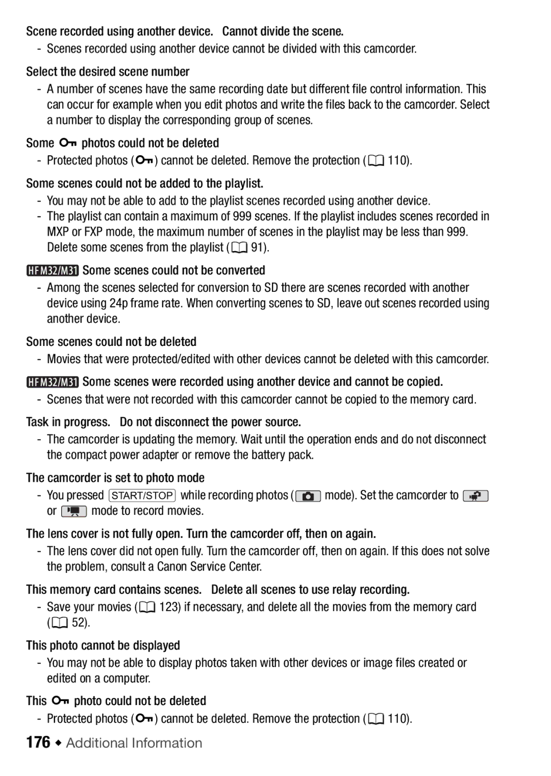 Canon HF M300, HFM32, HF M31 instruction manual 176 Š Additional Information 