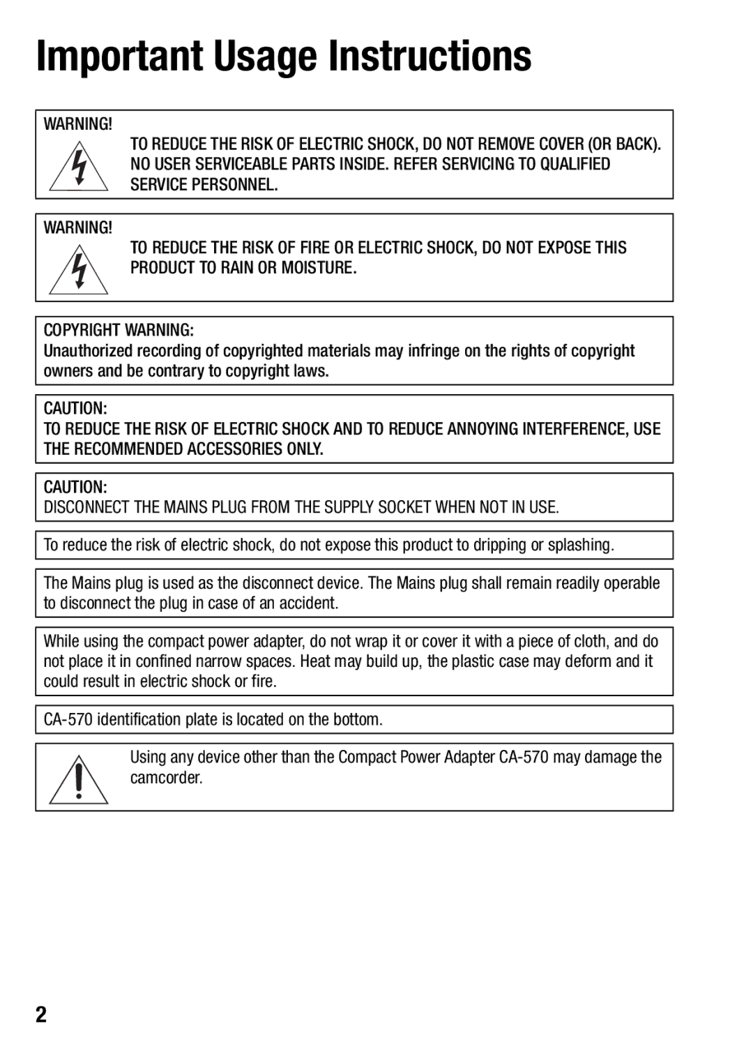 Canon HF M300, HFM32, HF M31 instruction manual Important Usage Instructions 