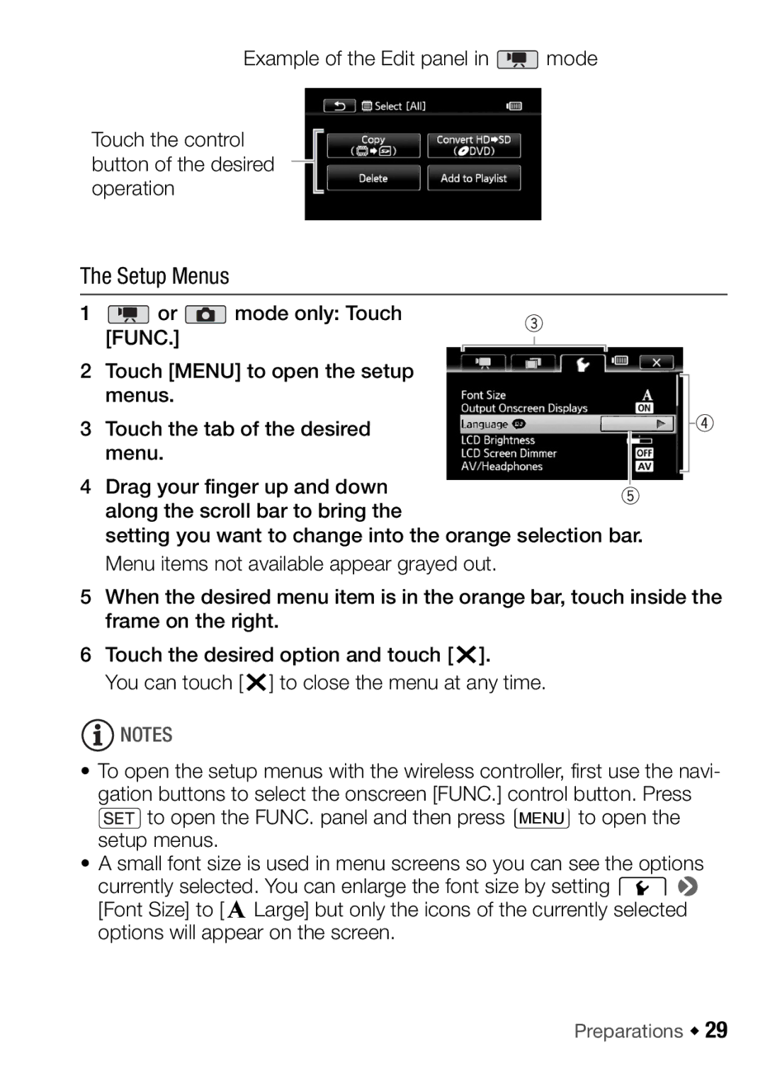 Canon HF M300, HFM32, HF M31 instruction manual Setup Menus, Preparations Š 