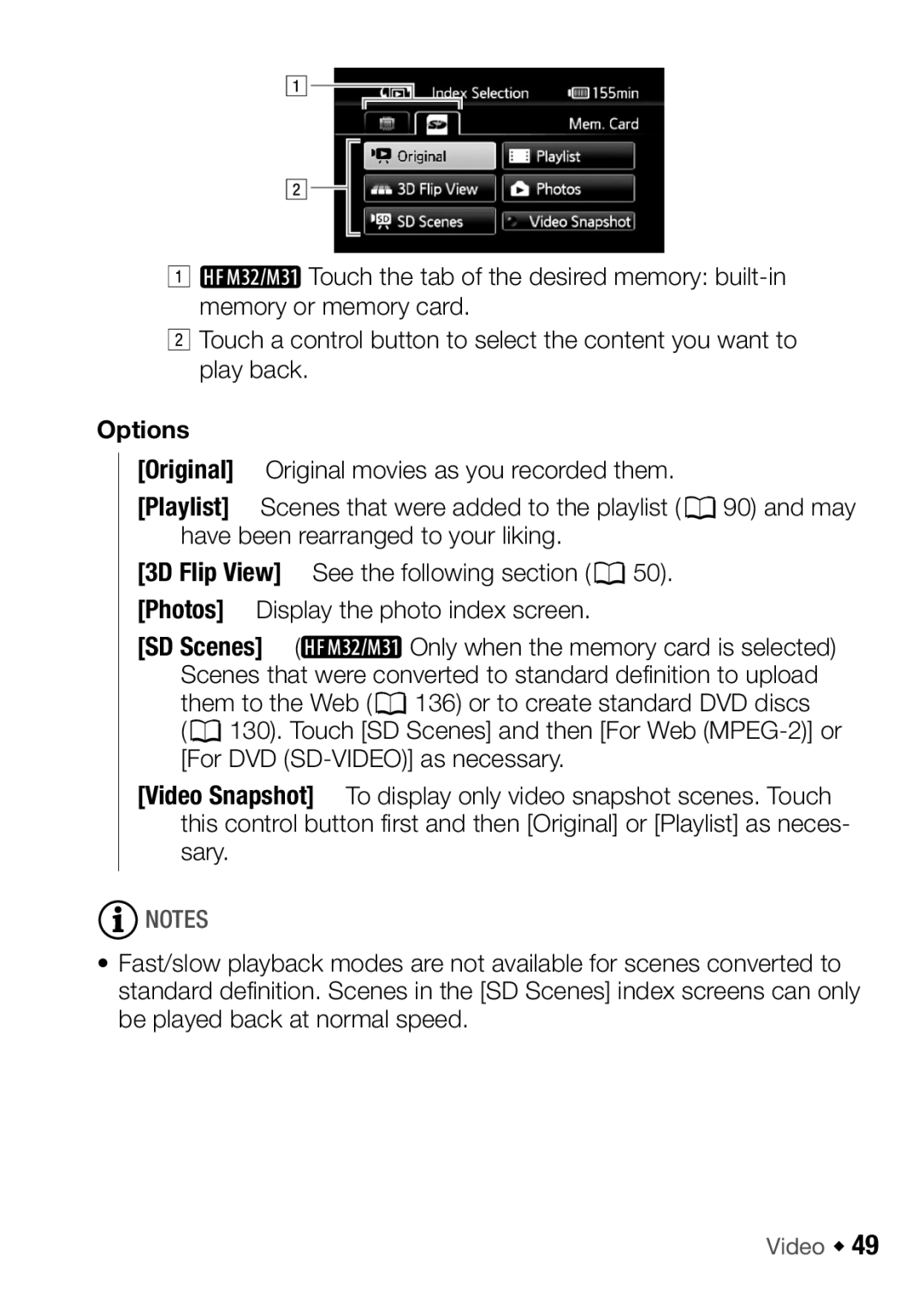 Canon HF M31, HFM32, HF M300 instruction manual Options 