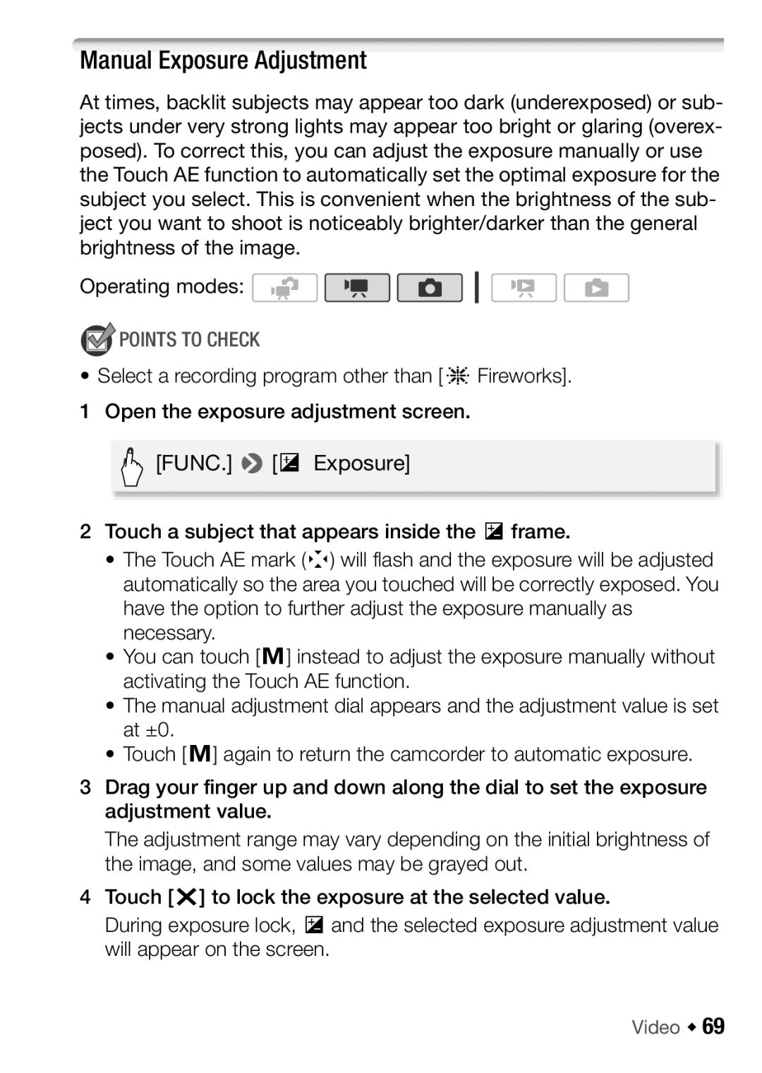 Canon HFM32, HF M31, HF M300 instruction manual Manual Exposure Adjustment 