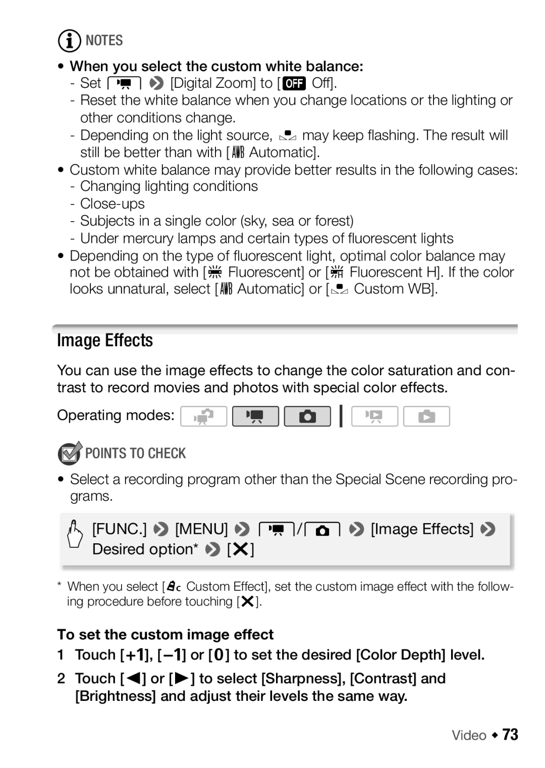 Canon HF M31, HFM32, HF M300 instruction manual Image Effects, To set the custom image effect 