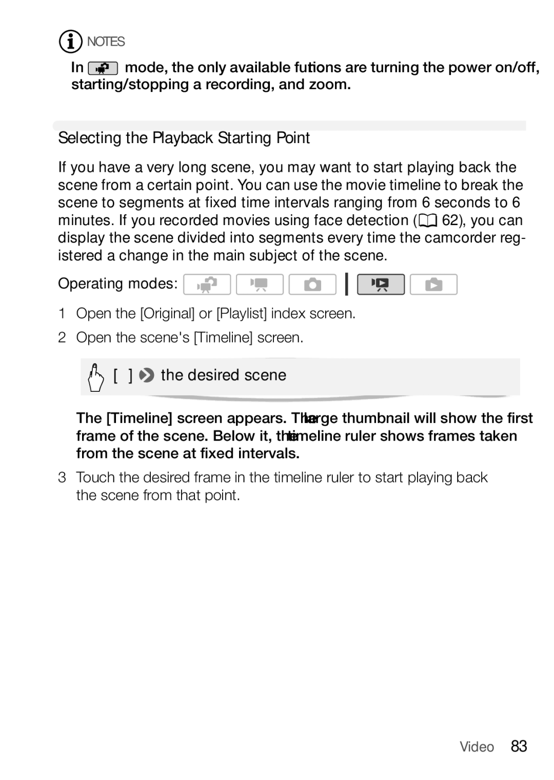 Canon HF M300, HFM32, HF M31 instruction manual Selecting the Playback Starting Point 