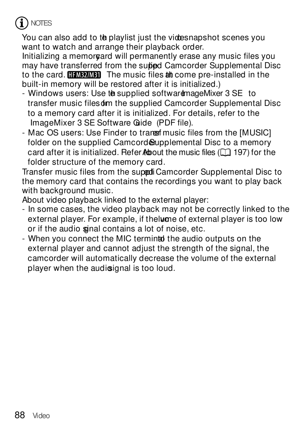 Canon HF M31, HFM32, HF M300 instruction manual About video playback linked to the external player, 88 Š Video 