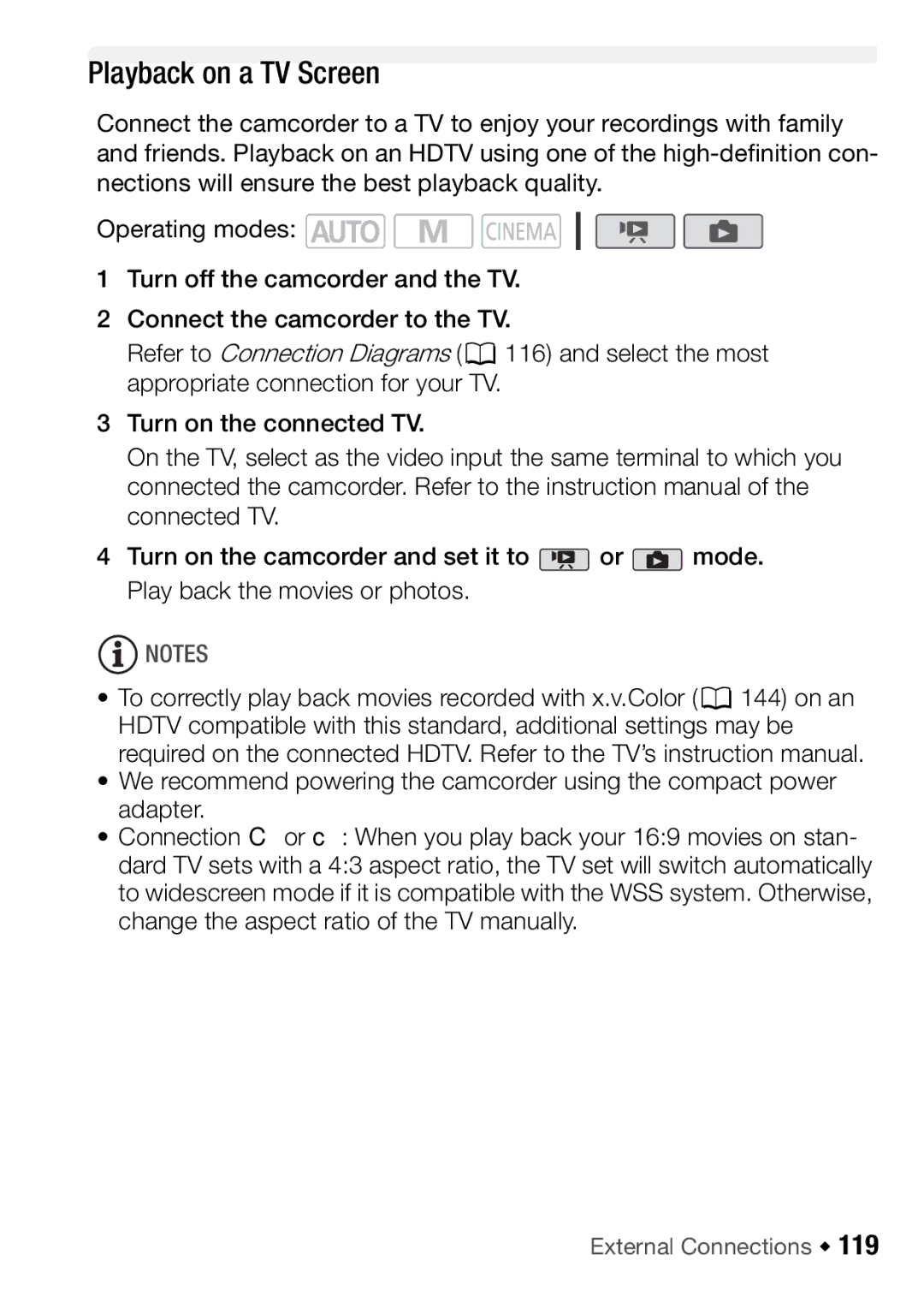 Canon HFM46, HFM406 instruction manual Playback on a TV Screen 