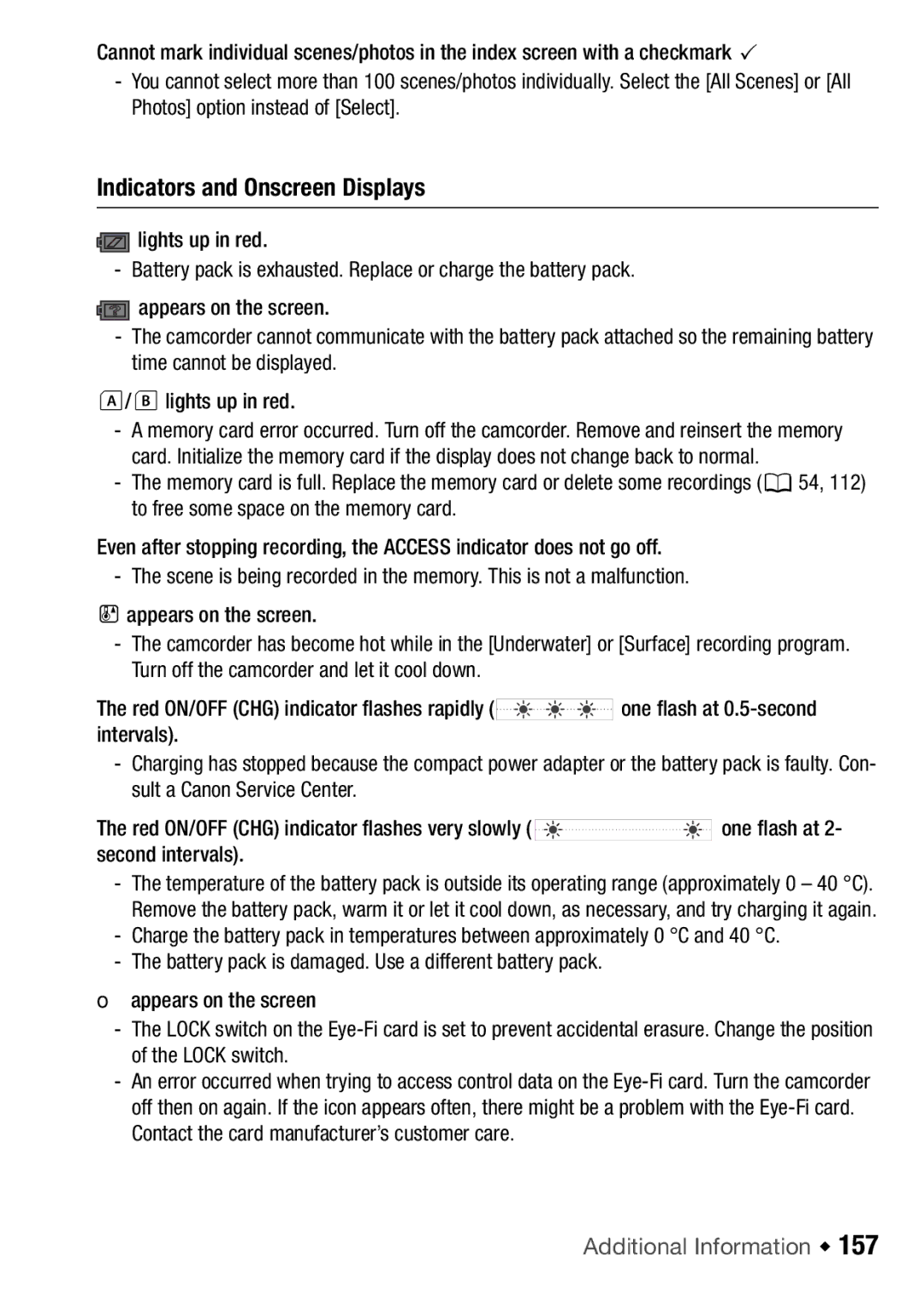 Canon HFM46, HFM406 instruction manual Indicators and Onscreen Displays 