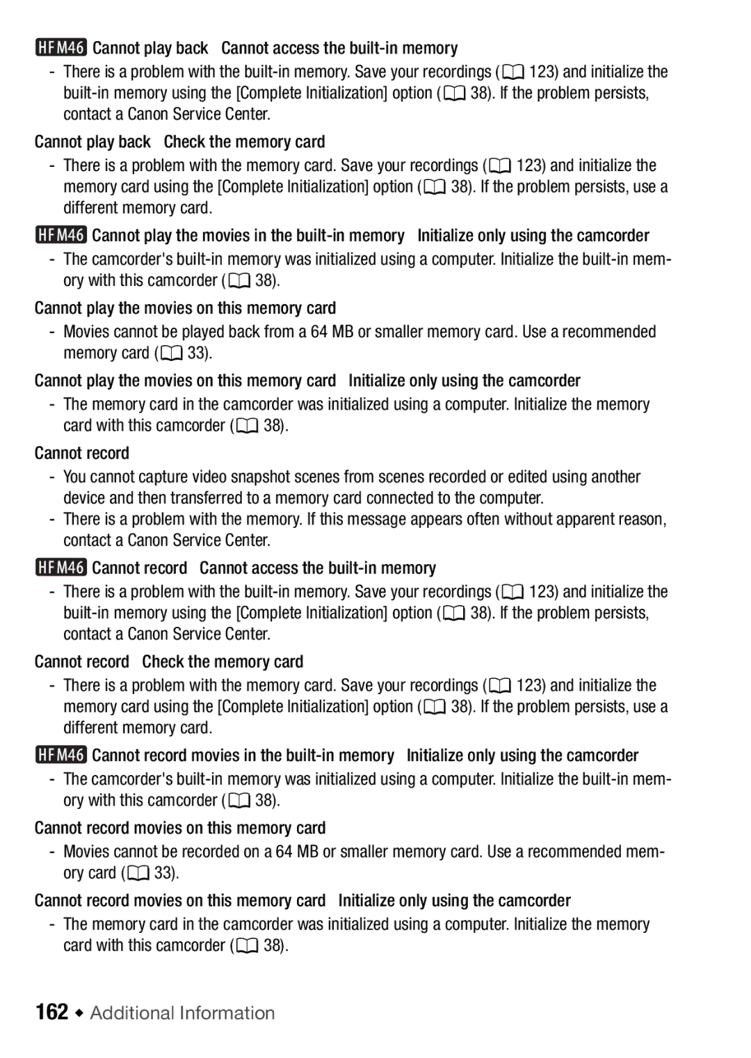 Canon HFM406, HFM46 instruction manual 162 Š Additional Information 