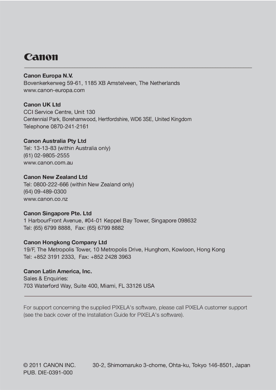 Canon HFM46, HFM406 instruction manual Canon Europa N.V 