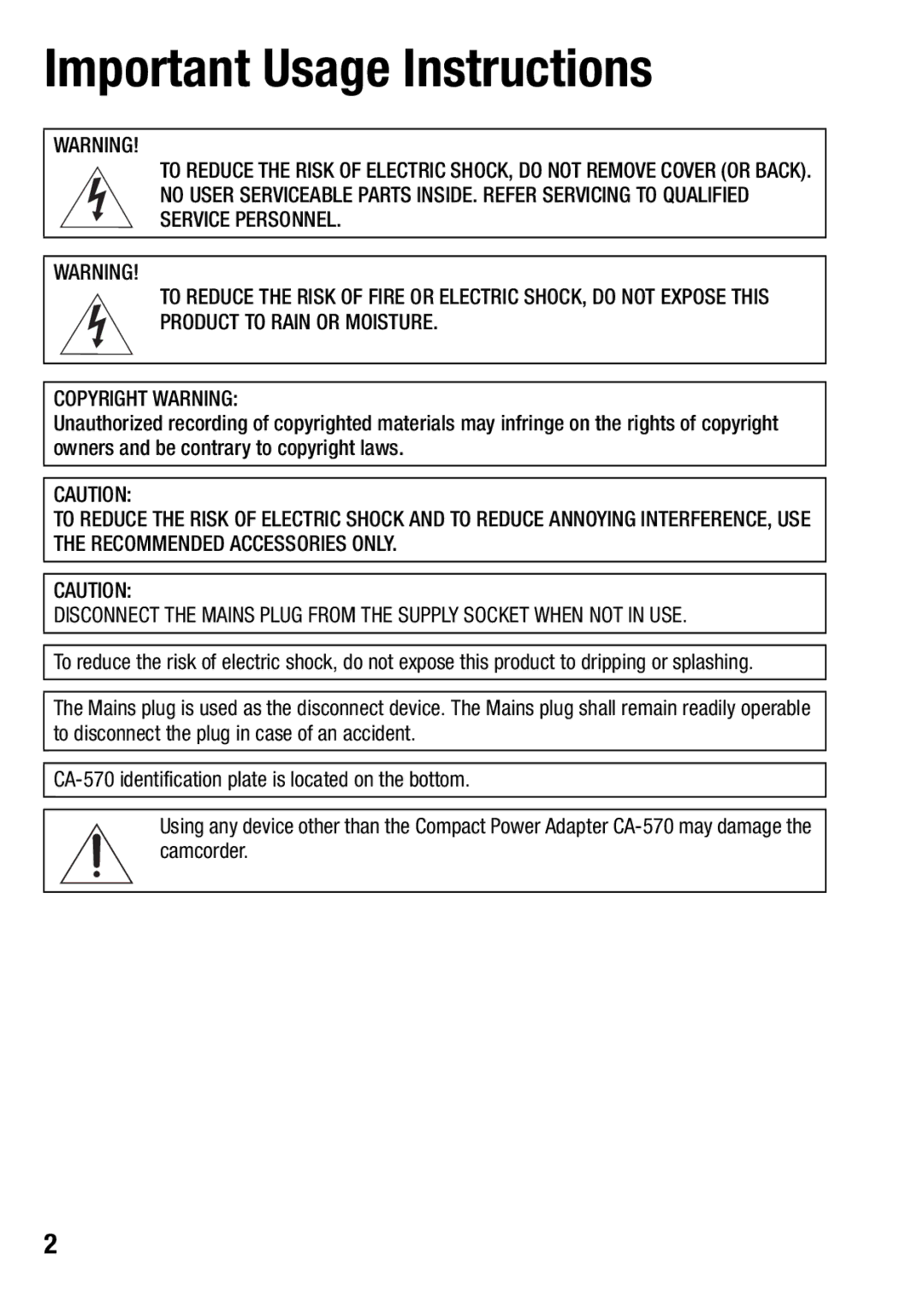 Canon HFM406, HFM46 instruction manual Important Usage Instructions 