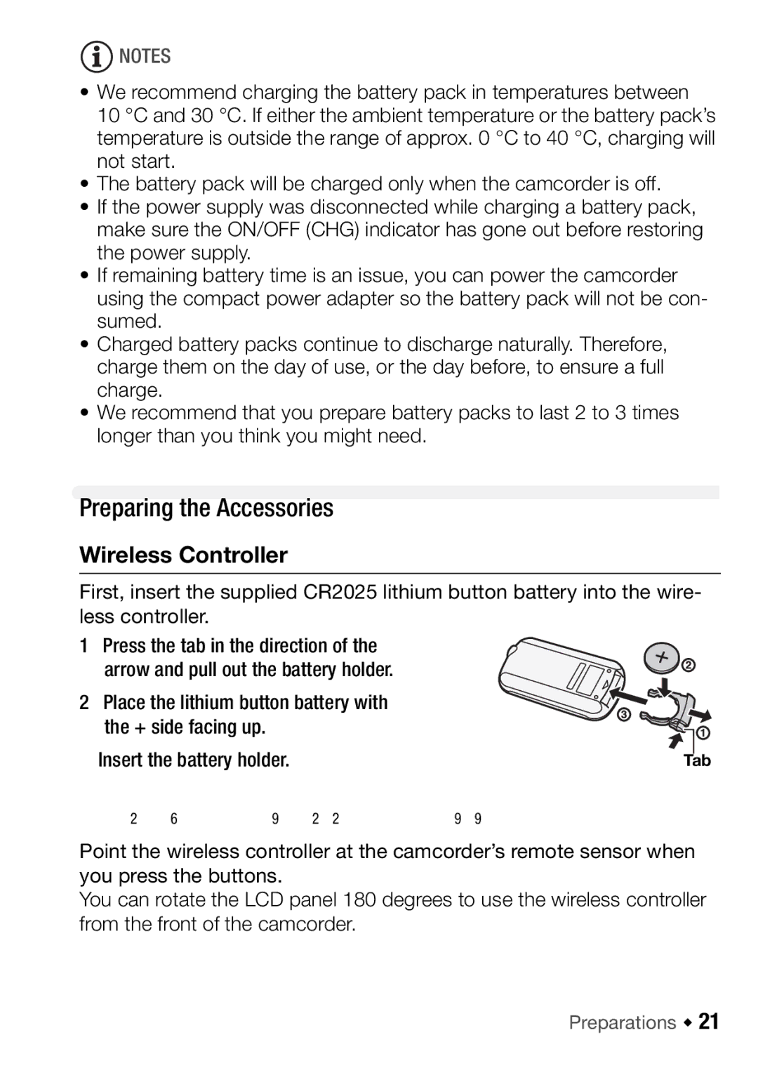 Canon HFM46, HFM406 instruction manual Preparing the Accessories, Wireless Controller, To use the wireless controller 