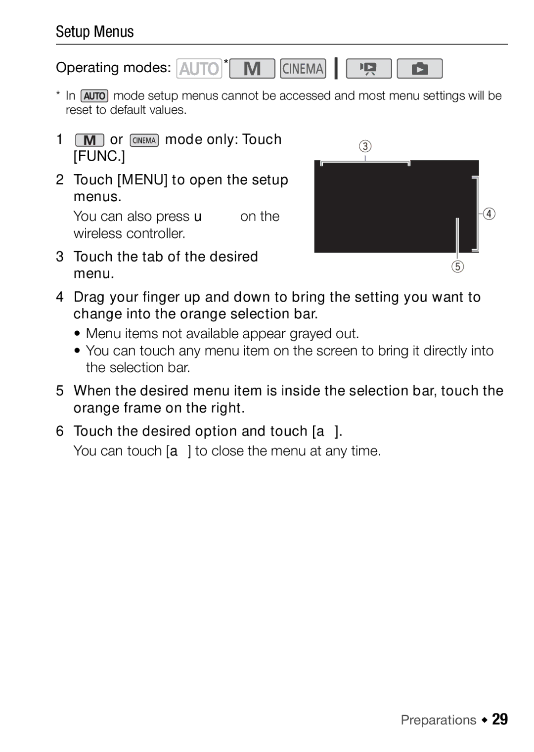 Canon HFM46, HFM406 instruction manual Setup Menus 