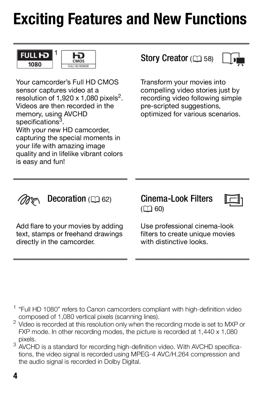 Canon HFM406, HFM46 instruction manual Story Creator, Decoration, 060 