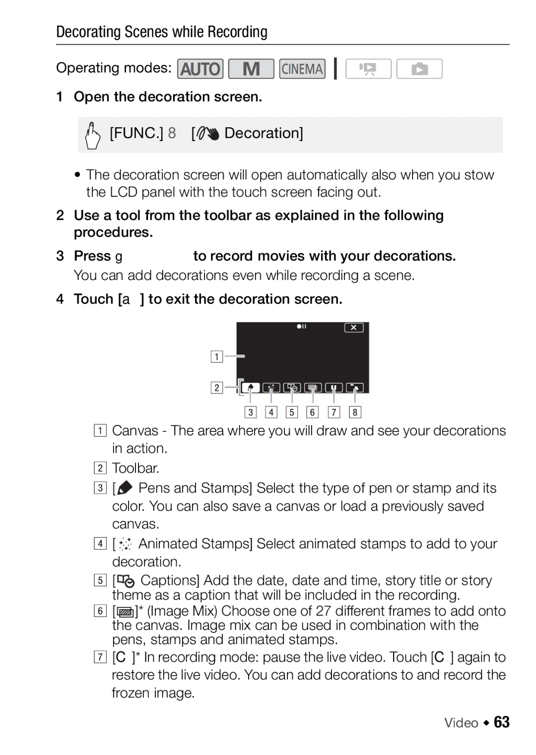 Canon HFM46, HFM406 instruction manual Decorating Scenes while Recording 