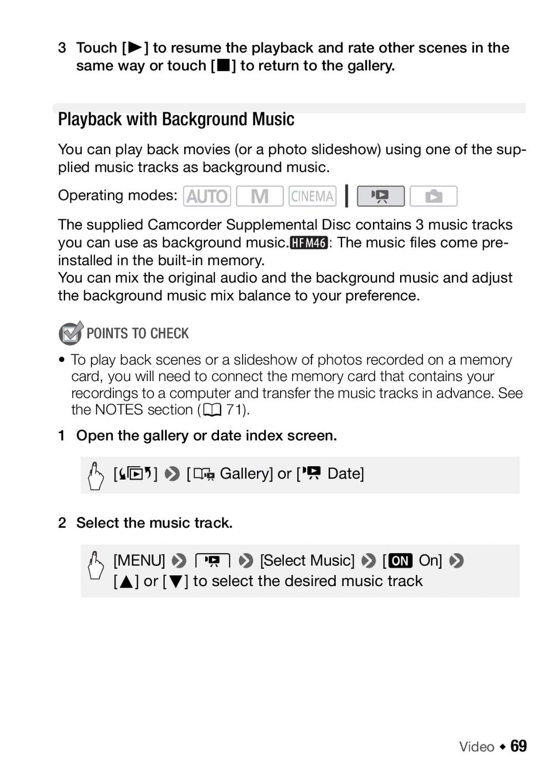 Canon HFM46, HFM406 instruction manual Playback with Background Music 