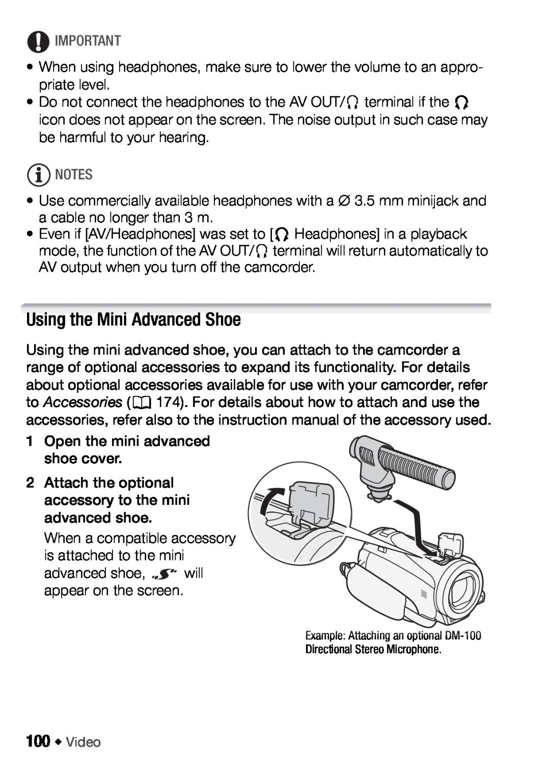 Canon HFM406, HFM46 instruction manual Using the Mini Advanced Shoe 