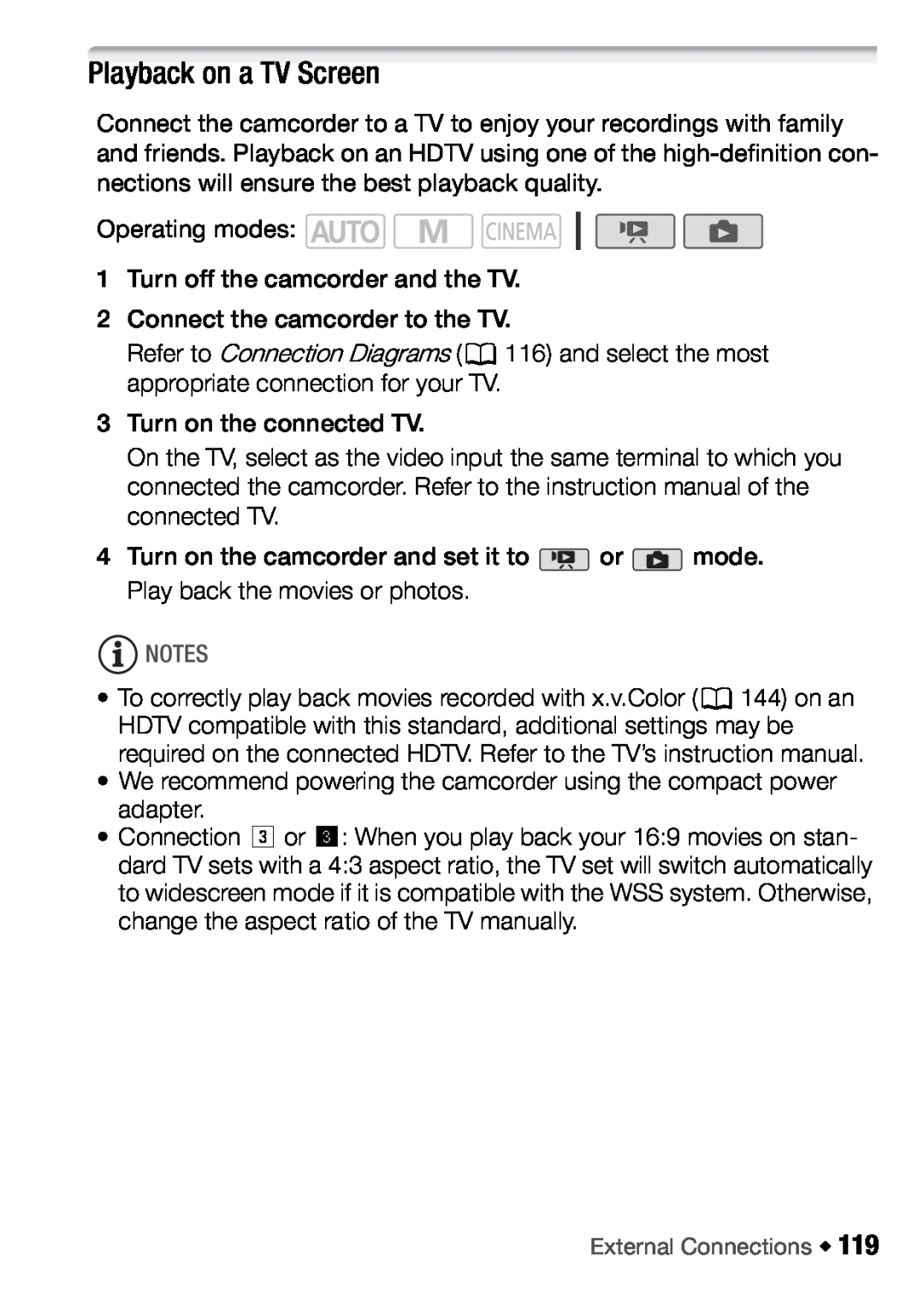 Canon HFM46, HFM406 instruction manual Playback on a TV Screen 