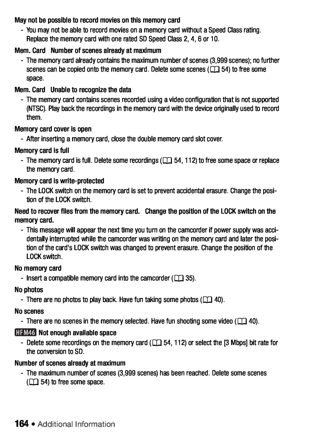 Canon HFM406, HFM46 instruction manual 164 Š Additional Information 