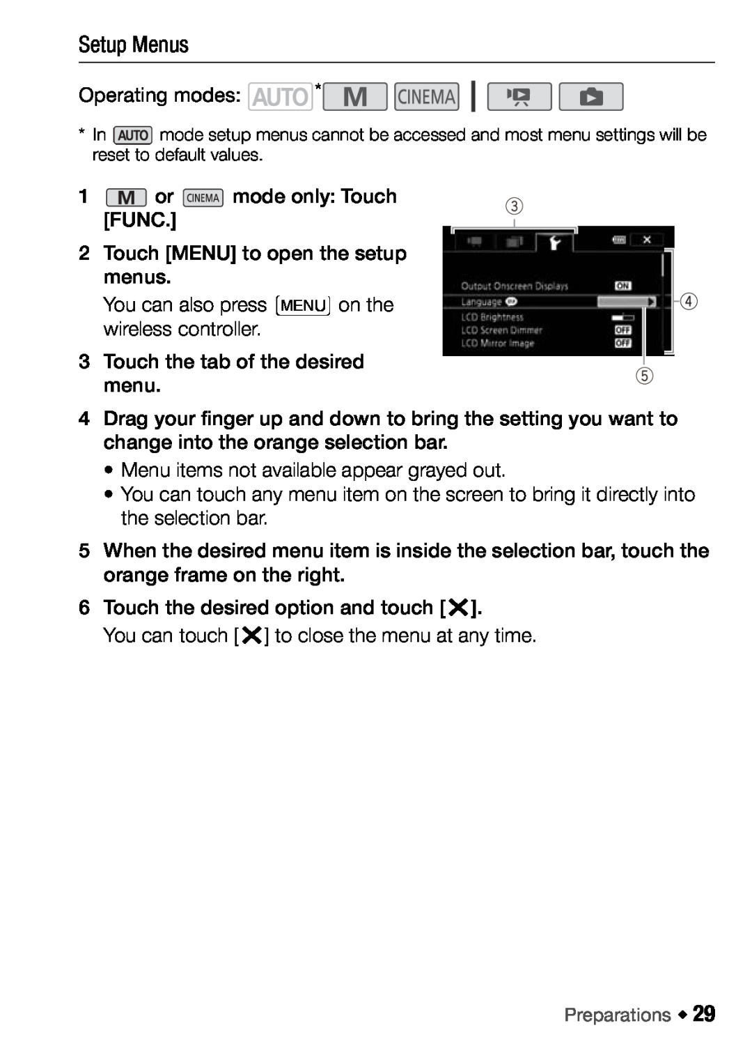 Canon HFM46, HFM406 instruction manual Setup Menus 