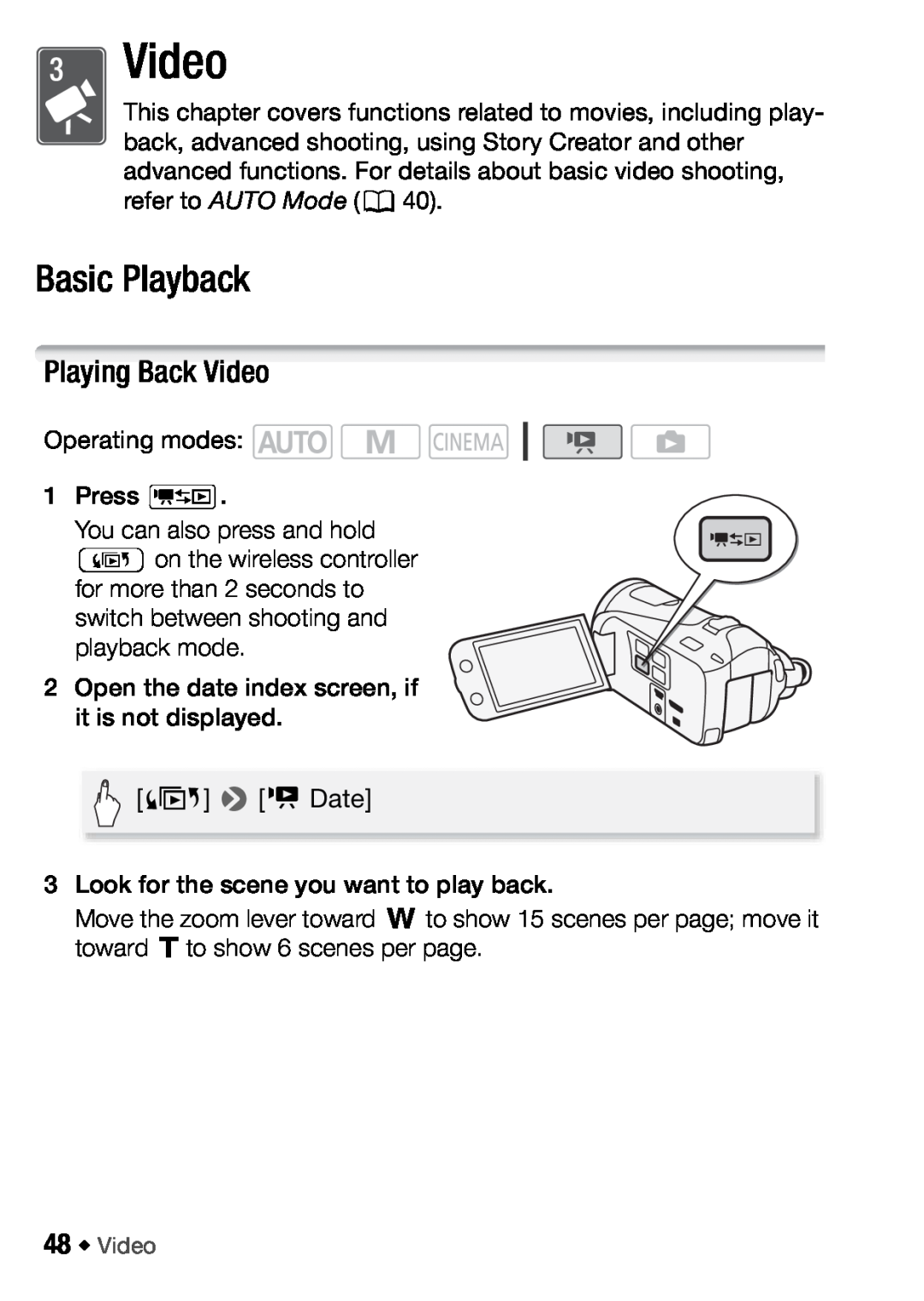 Canon HFM406, HFM46 instruction manual Basic Playback, Playing Back Video 