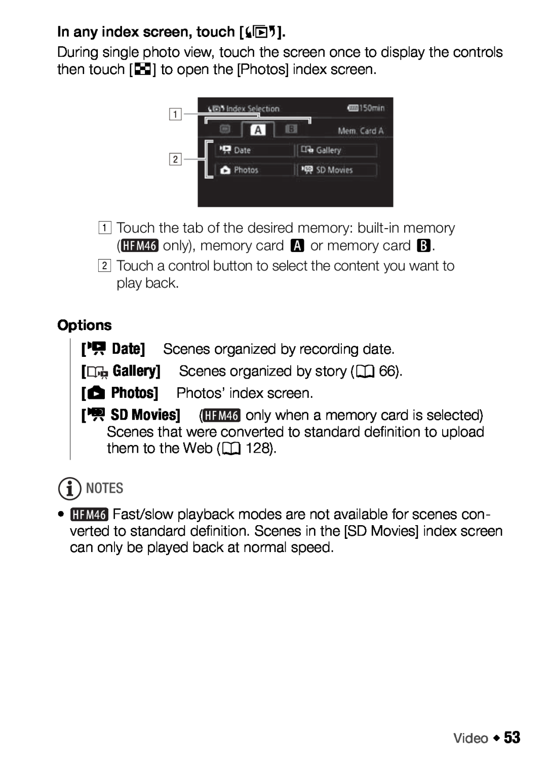 Canon HFM46, HFM406 instruction manual Options 