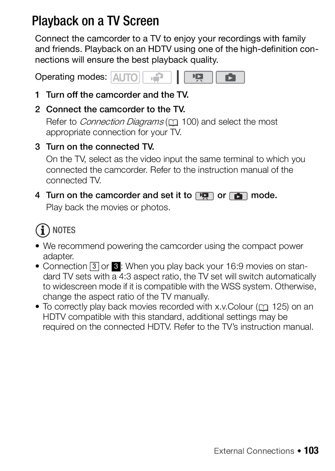 Canon HFR106, HFR16, HFR17, HFR18 instruction manual Playback on a TV Screen 