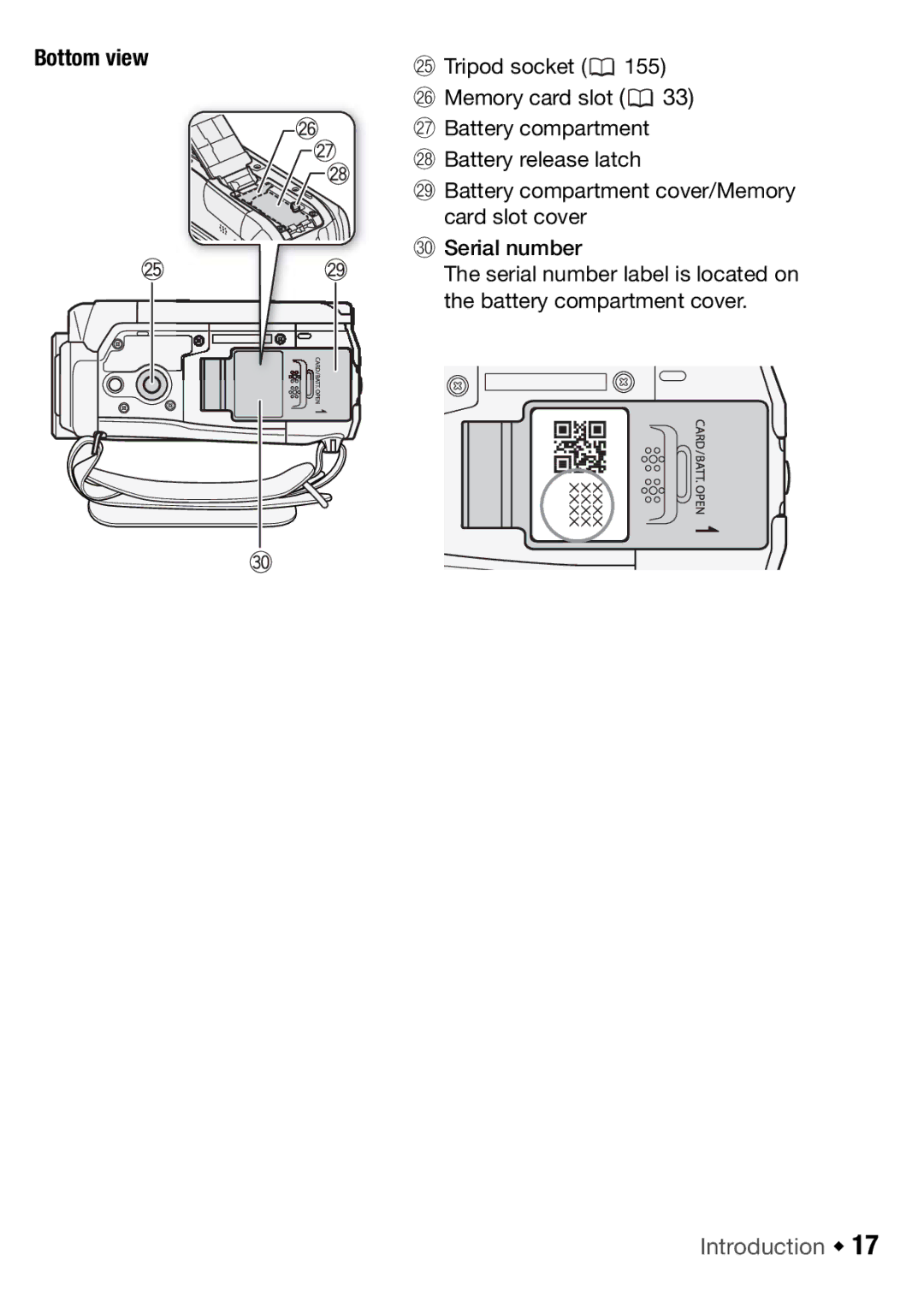 Canon HFR17, HFR16, HFR18, HFR106 instruction manual Bottom view 