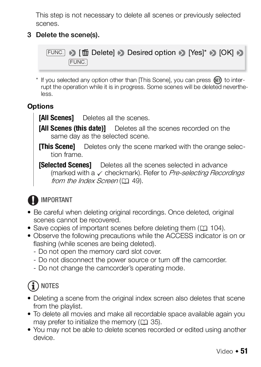 Canon HFR106, HFR16, HFR17, HFR18 instruction manual Options 