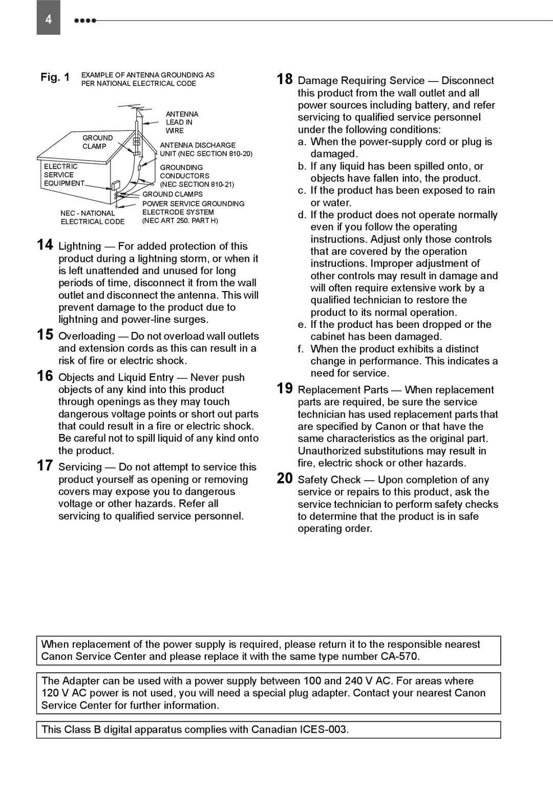 Canon HV20 instruction manual Example of Antenna Grounding AS 