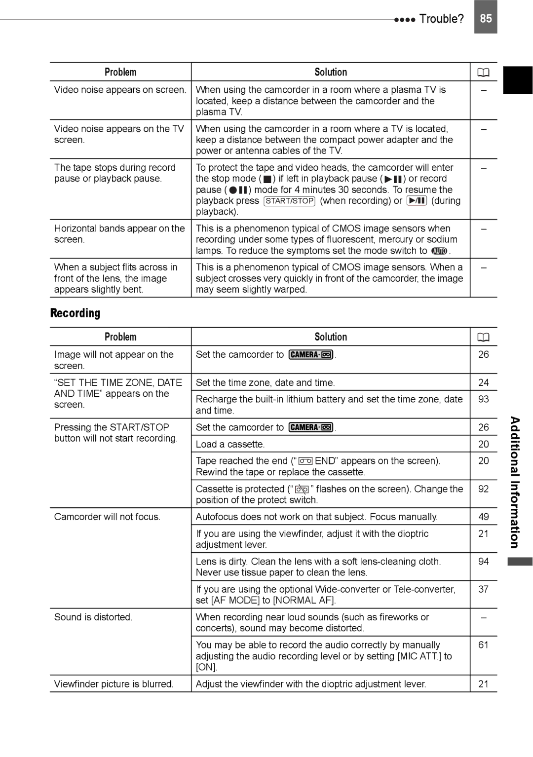 Canon HV20 instruction manual Additional Information, SET the Time ZONE, Date 