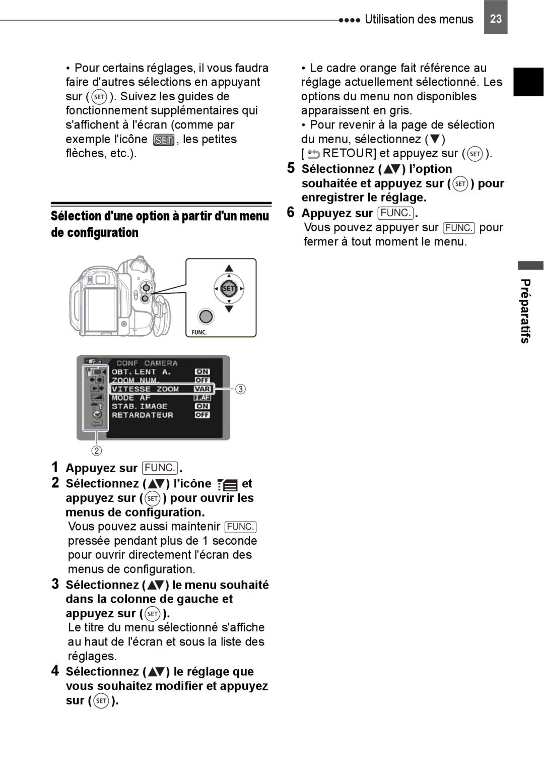 Canon HV40 manual Préparatifs 