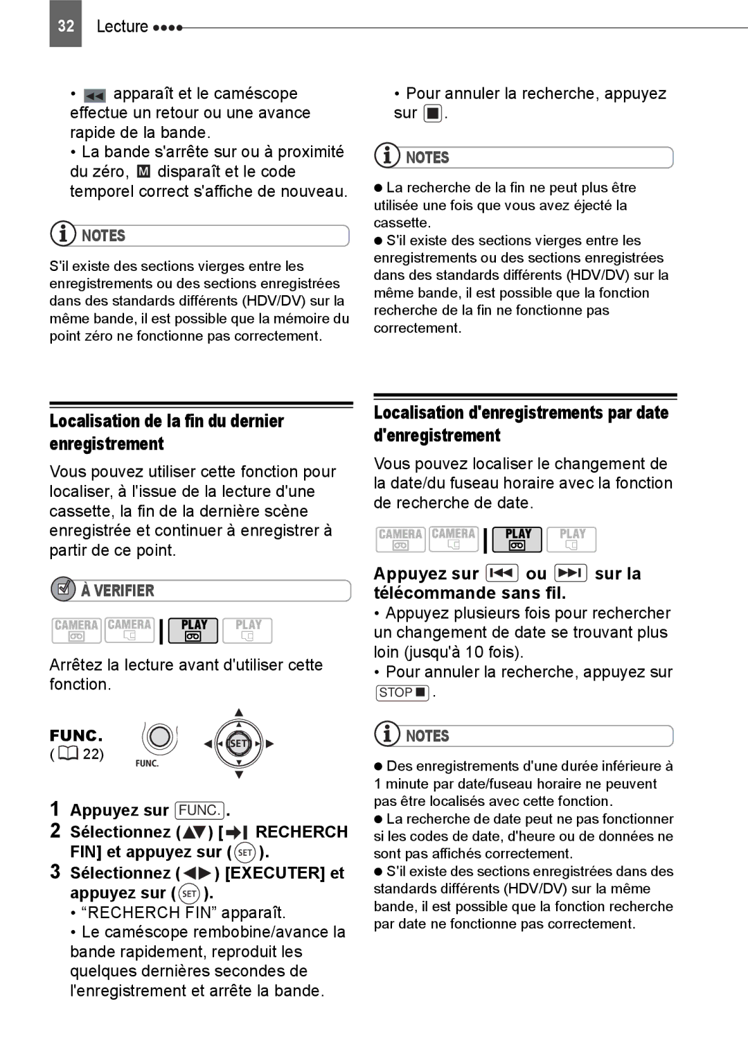 Canon HV40 manual Localisation de la fin du dernier enregistrement, Pour annuler la recherche, appuyez sur 