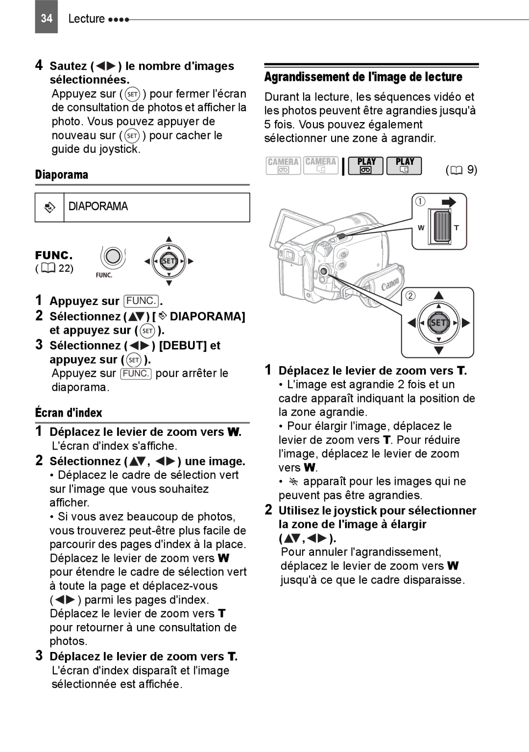 Canon HV40 manual Sautez Le nombre dimages, Sélectionnées, Diaporama, Sélectionnez Debut et appuyez sur 