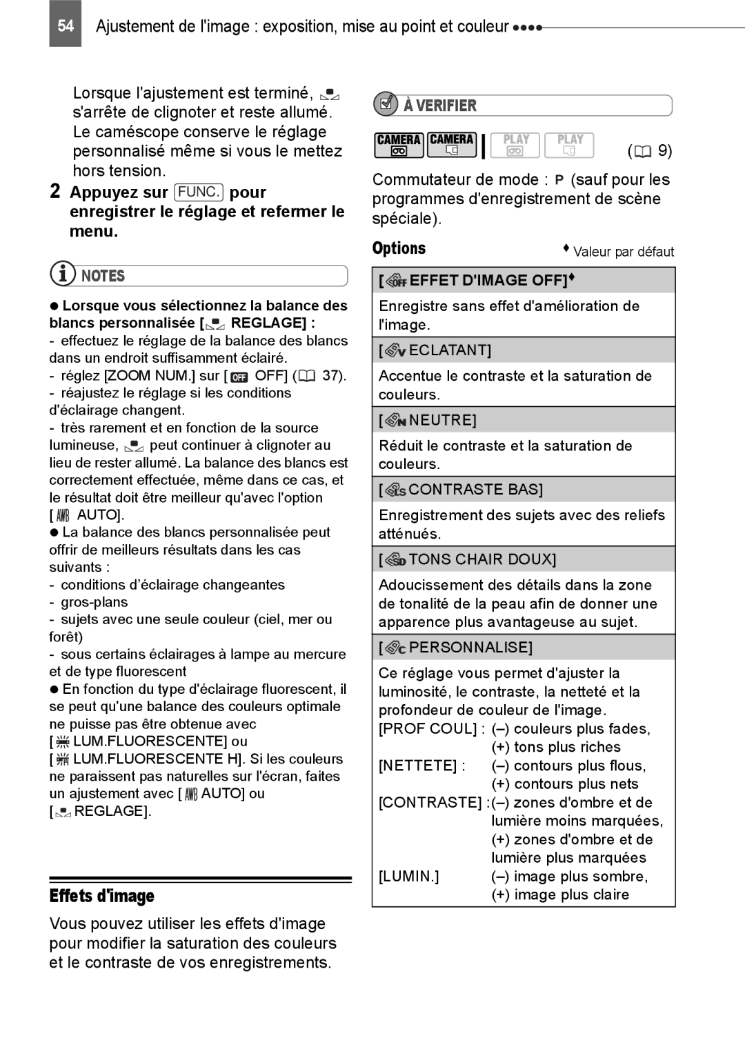 Canon HV40 manual Effets dimage 