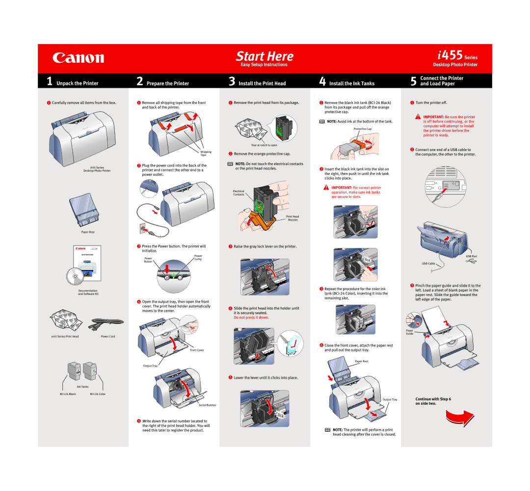 Canon I455 manual Start Here 