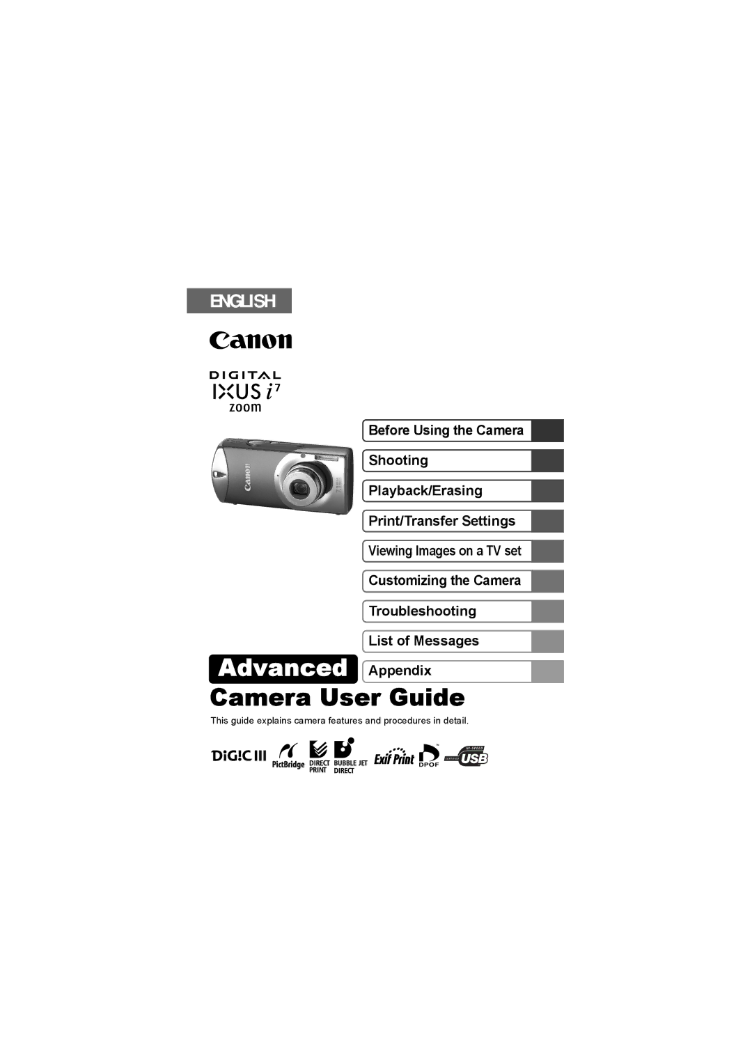 Canon I7 appendix Advanced Appendix 