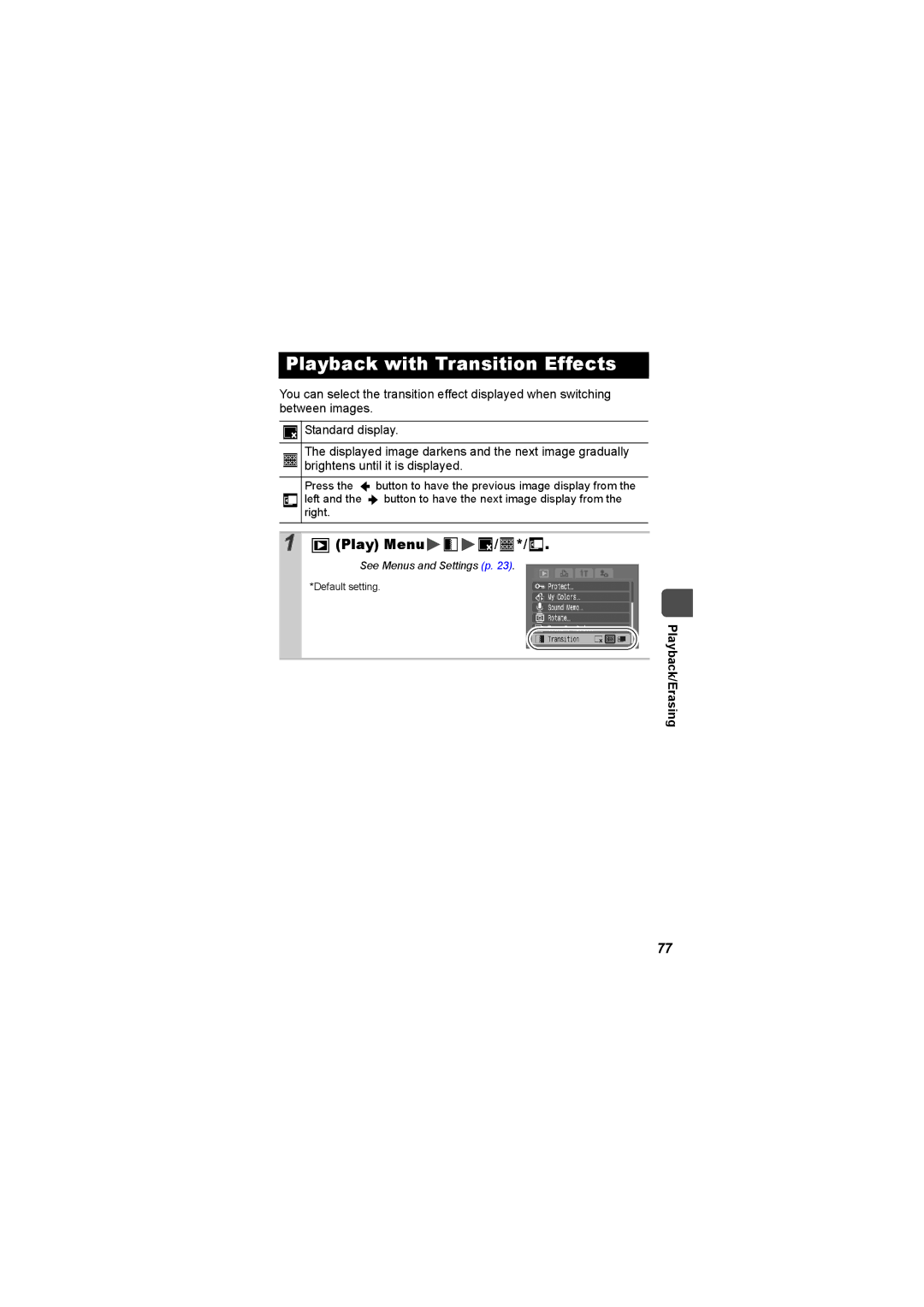 Canon I7 appendix Playback with Transition Effects 