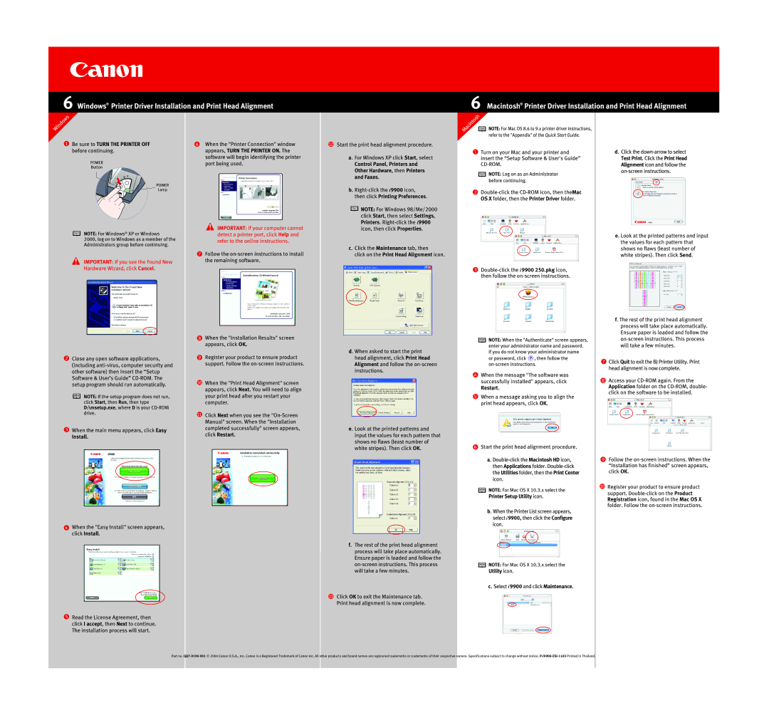 Canon I9900 manual Click Restart, Printer Setup Utility icon 