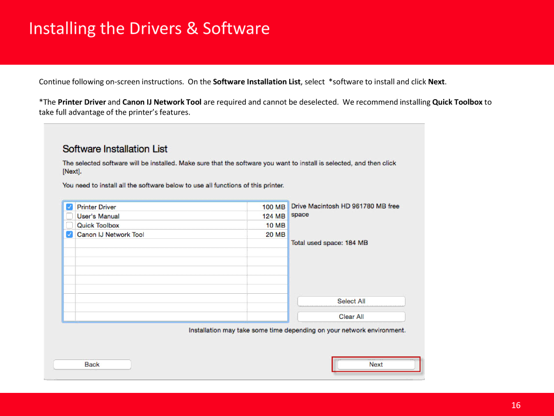 Canon iB4020, MAIFY manual Installing the Drivers & Software 