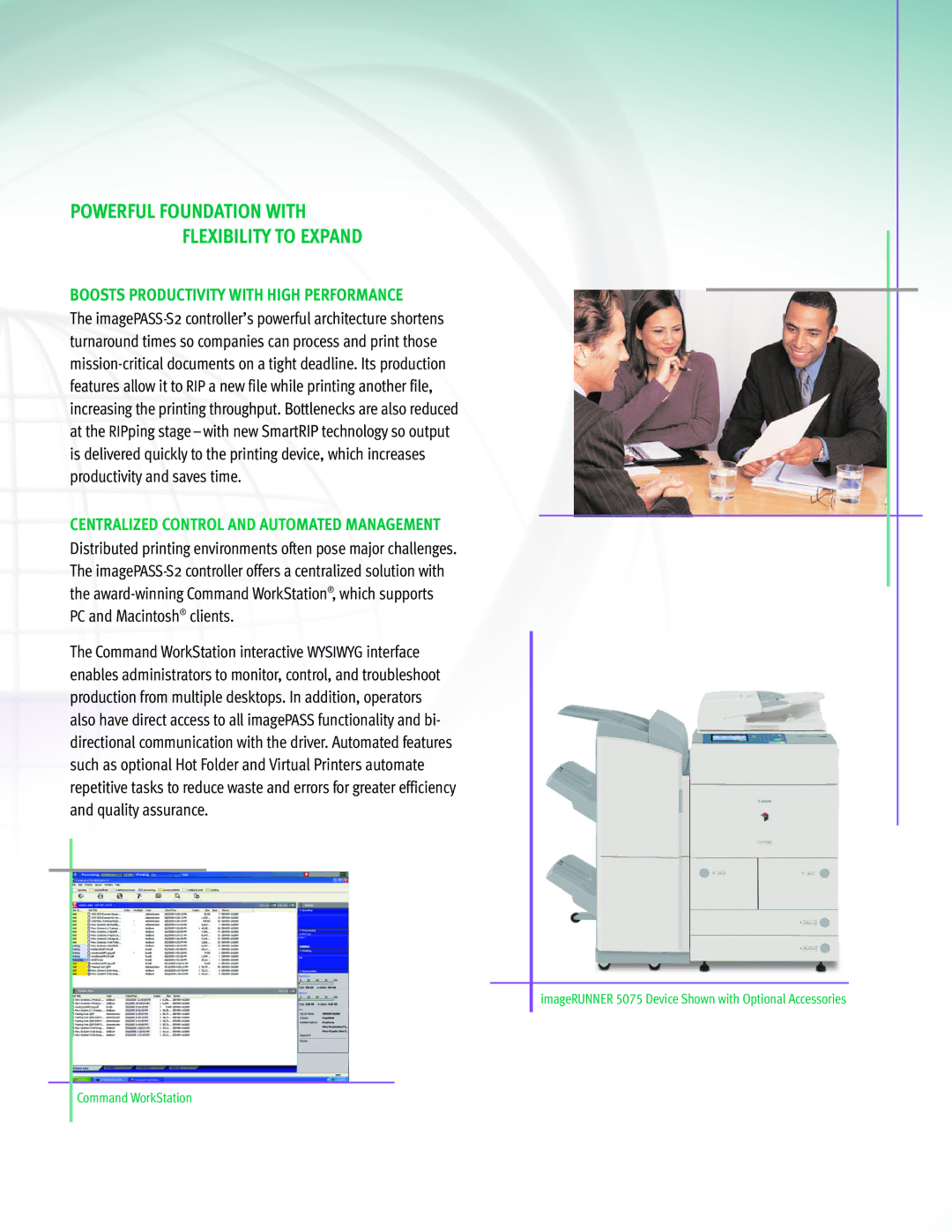 Canon IMAGEPASS-S2 manual Powerful Foundation with Flexibility to Expand, Boosts Productivity with High Performance 