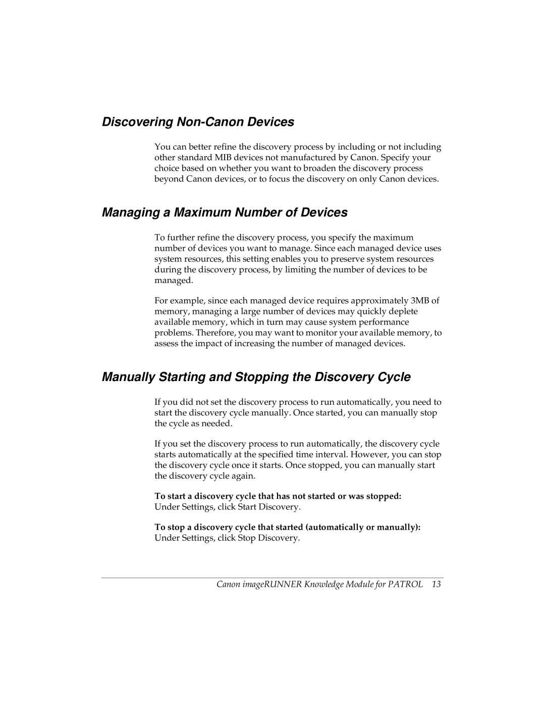 Canon imageRUNNER manual Discovering Non-Canon Devices, Managing a Maximum Number of Devices 