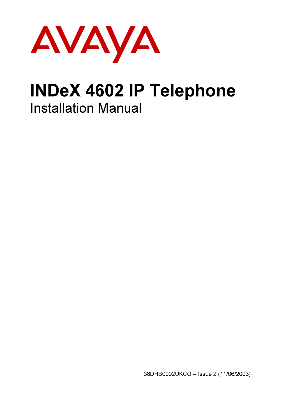 Canon INDEX 4602 installation manual INDeX 4602 IP Telephone 