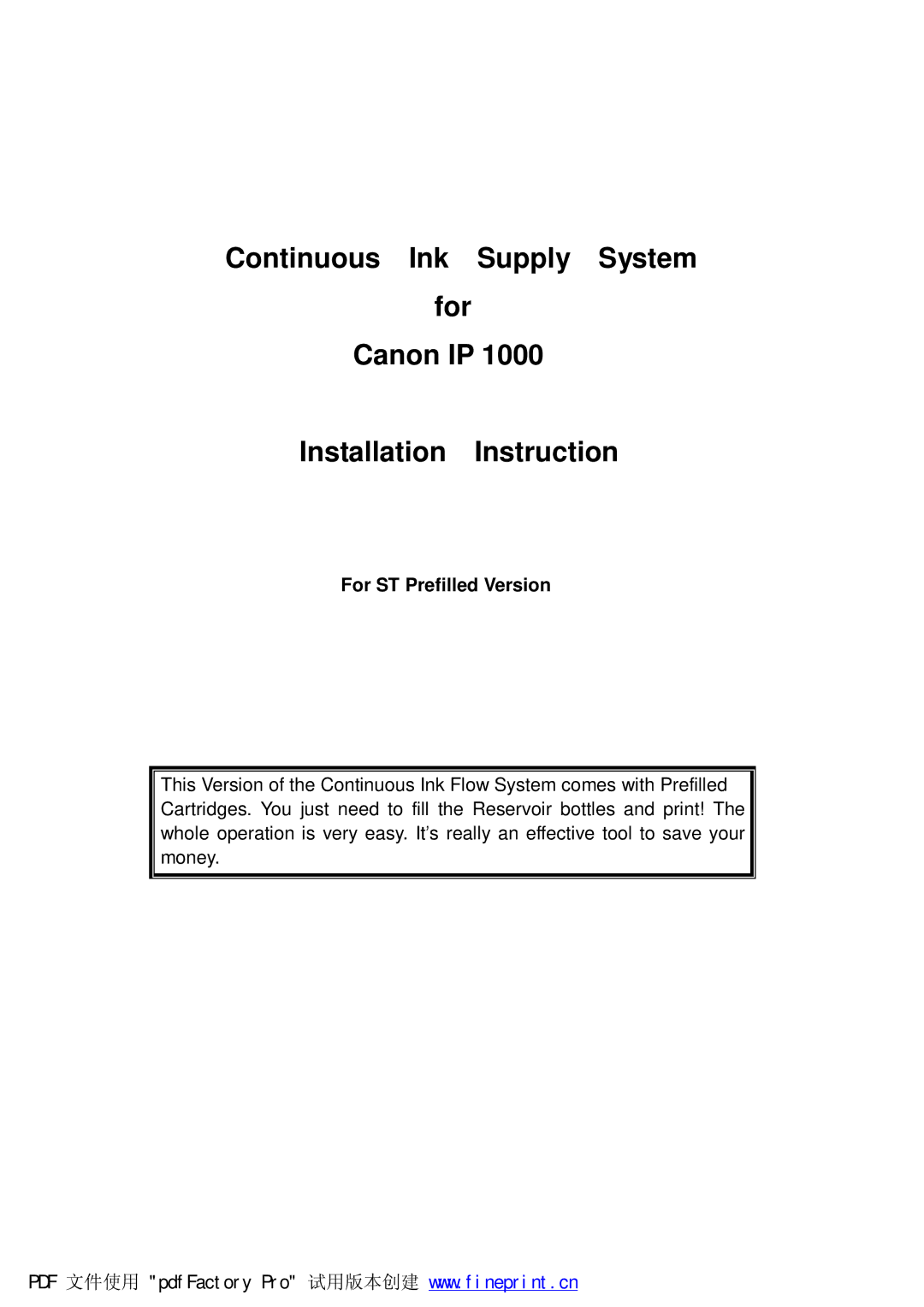 Canon IP 1000 manual For ST Prefilled Version 