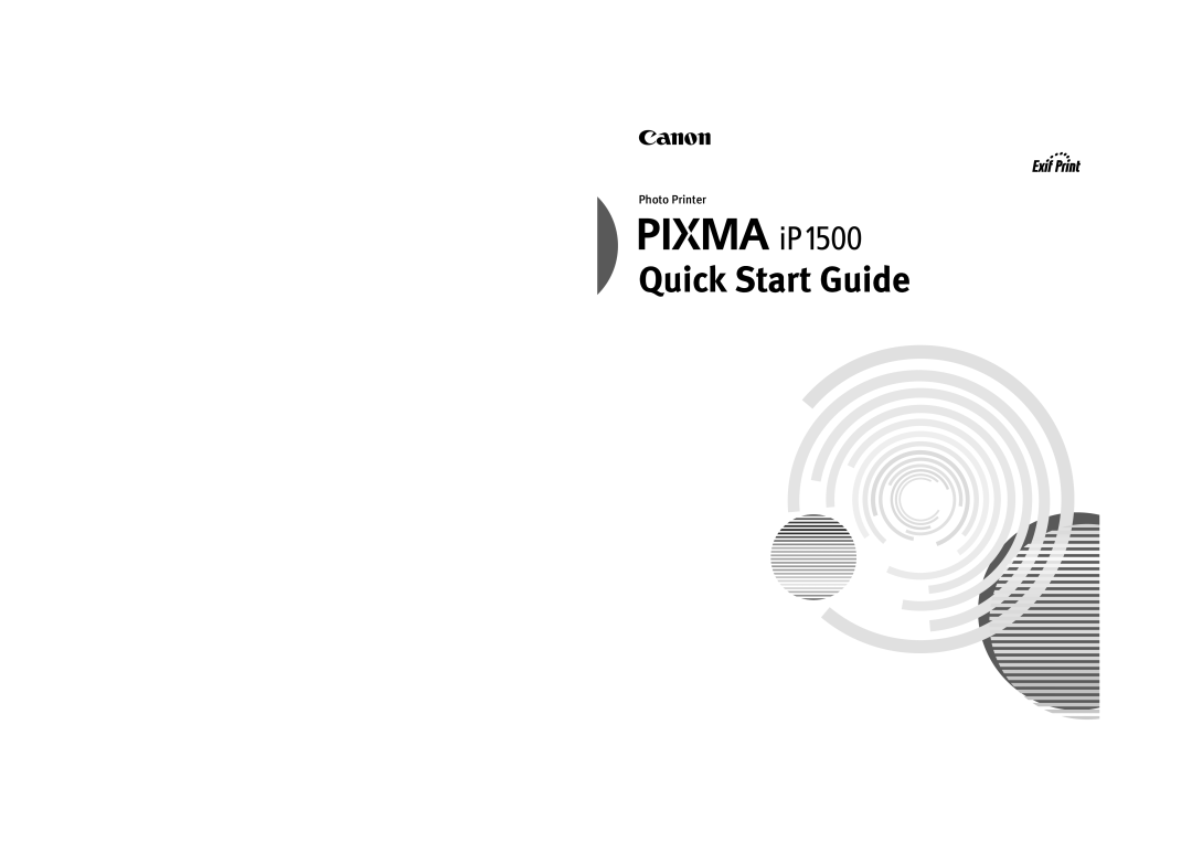 Canon IP1500 quick start Quick Start Guide, Photo Printer 