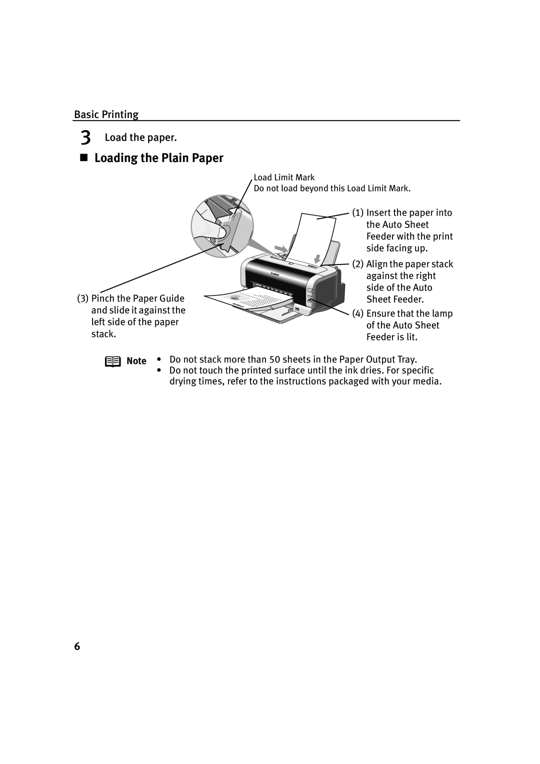 Canon IP2000 quick start „ Loading the Plain Paper, Basic Printing Load the paper 