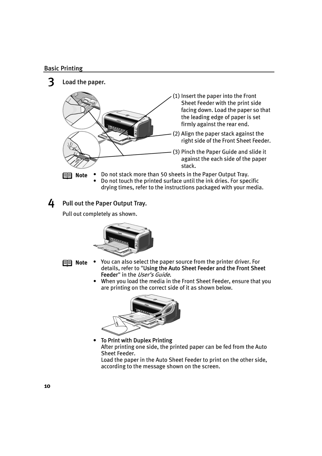 Canon IP2000 quick start Pull out the Paper Output Tray, To Print with Duplex Printing 