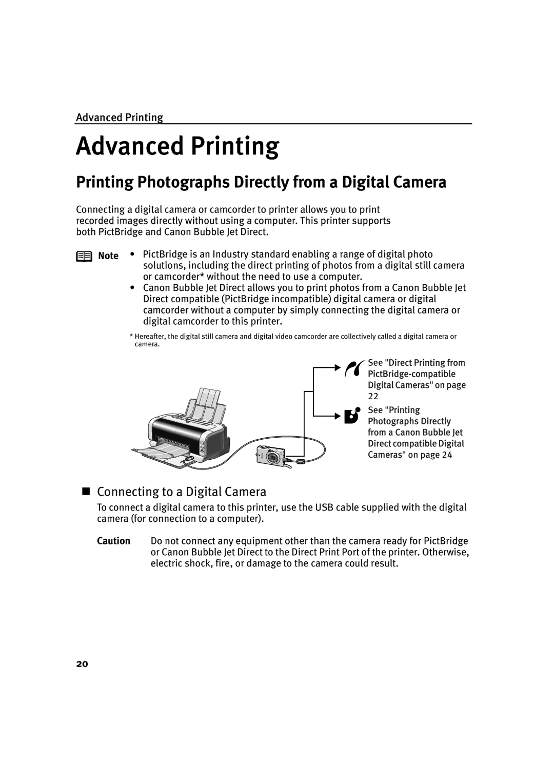 Canon IP2000 quick start Printing Photographs Directly from a Digital Camera, Advanced Printing 